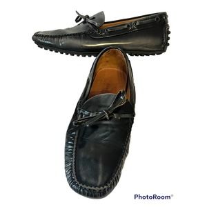 The PRADA Original Car Shoe Driving Moccasin •7• Mocs Grey Pewter Patent Leather